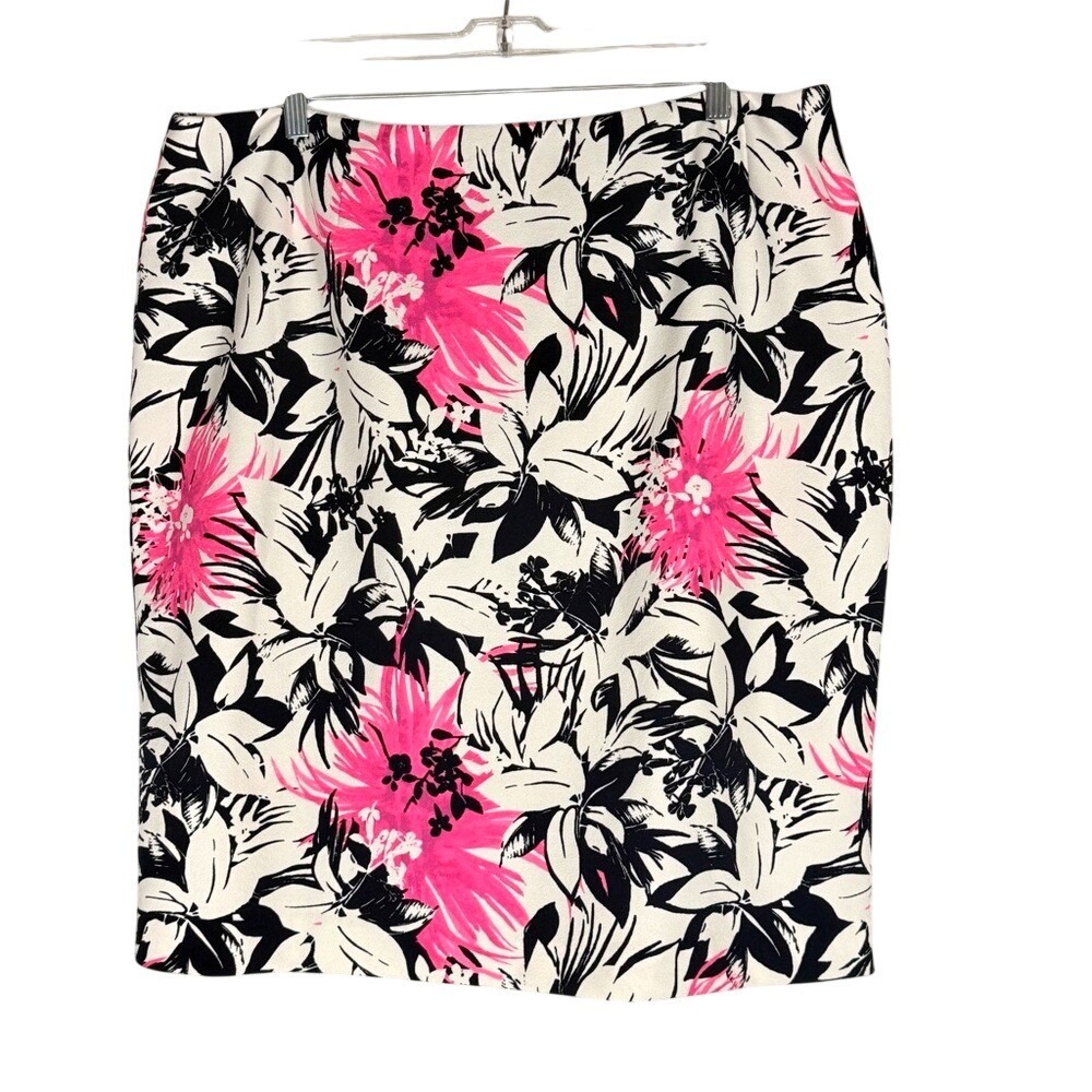 Black Label Evan Picone Women's Floral Pencil‎ Skirt Pink, Black & White size 18